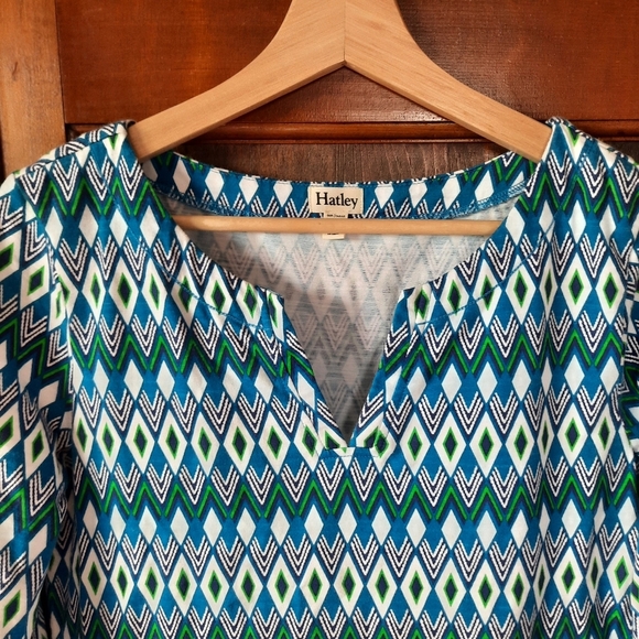 Hatley 100% Cotton Geometric Pattern Elbow Length Sleeve Midi Dress Size M - Picture 5 of 12